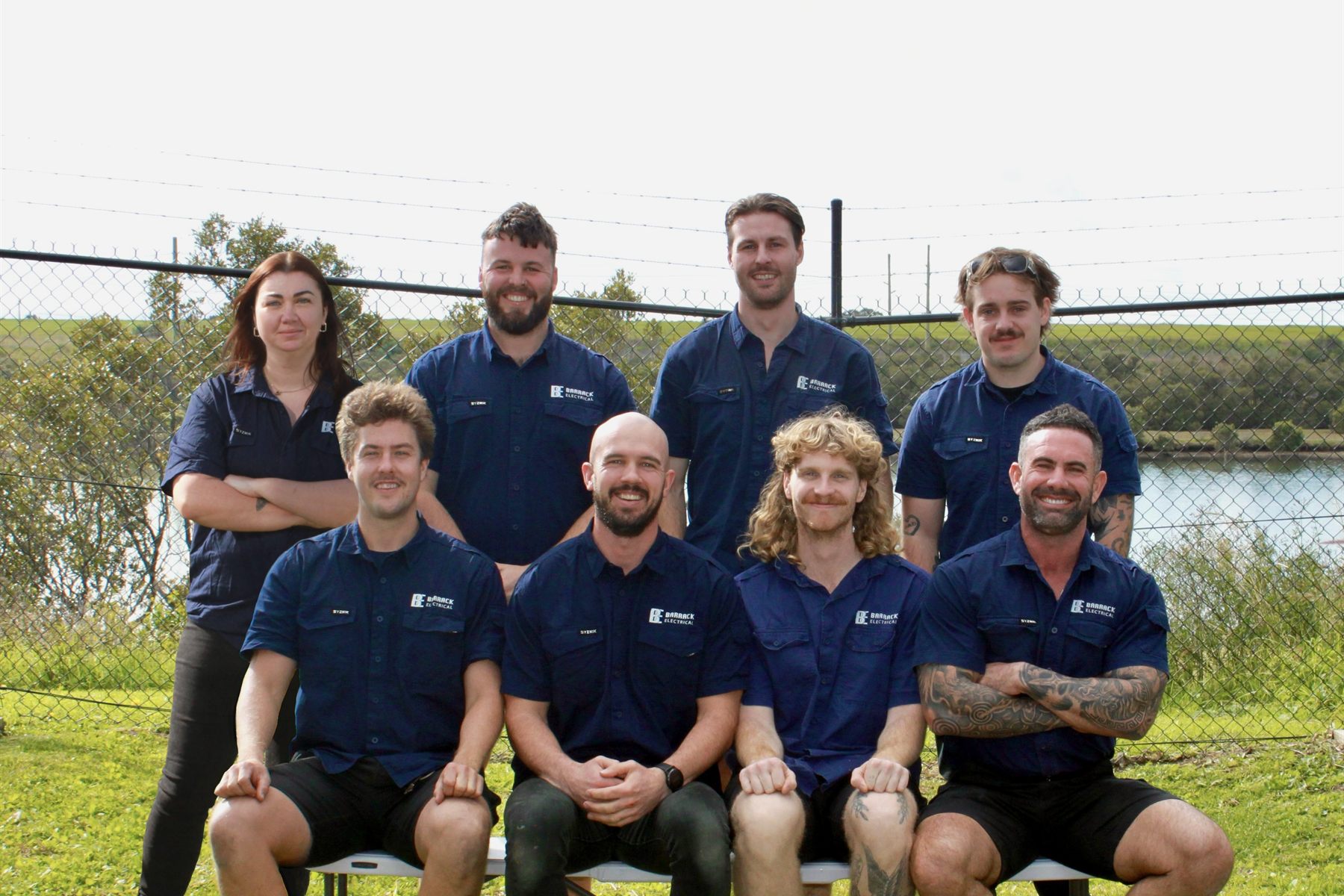 The Barrack Electrical team of eight in uniform, the electricians and office crew who cover Newcastle and the Hunter