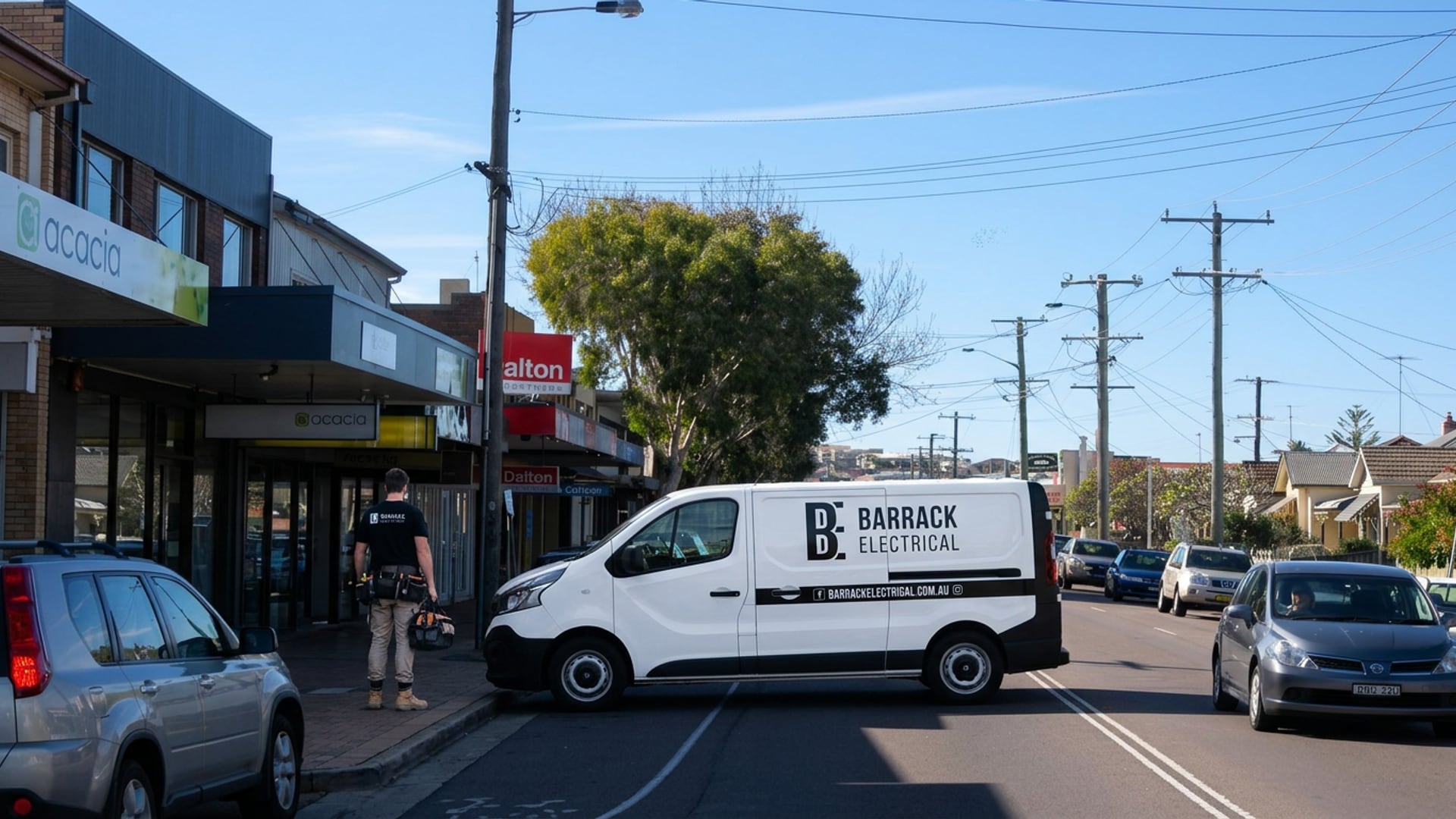 A Barrack Electrical van outside the Union Street shops at The Junction