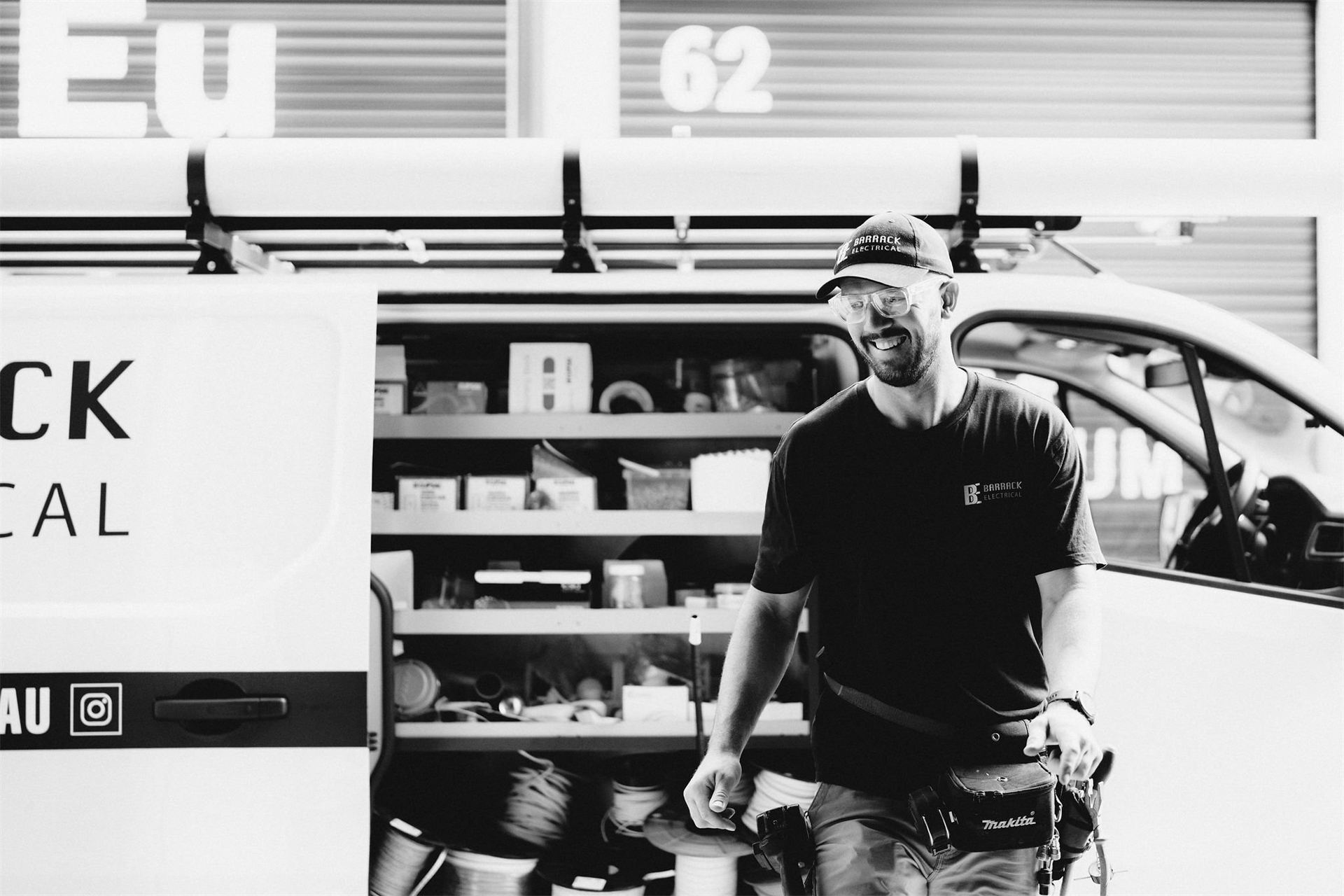 Barrack Electrical electrician with the work van